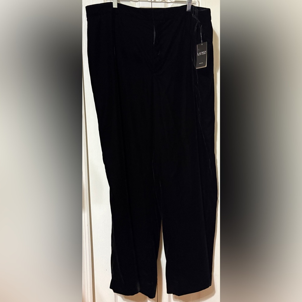 Lauren Ralph Lauren Black Label Black Velvet Wide Leg Pants 22W